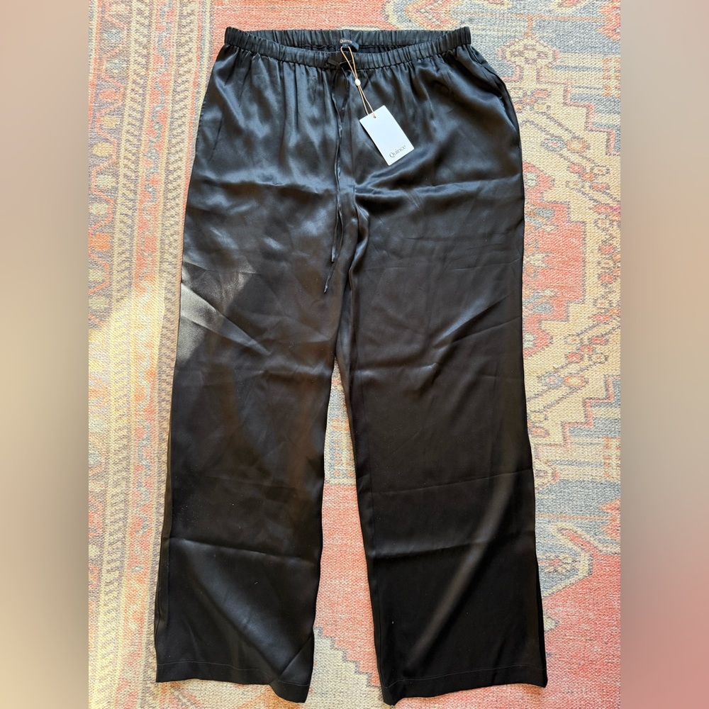 Quince silk Black Wide Leg Pants Large NWT